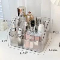 High Quality Plastic Makeup Organizer Lightweight Transparent Versatile Storage Box 3/4-Slot Washable Vanity Case 2