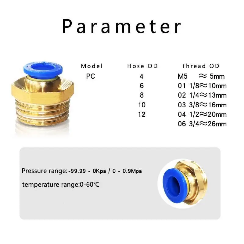 10/50PCS Pneumatic Fitting Air Connector PC 4mm 6mm 8mm 10mm 12mm Thread 1/8" 1/4" 3/8" 1/2" Hose Fittings Pipe Quick Connectors - Image 2