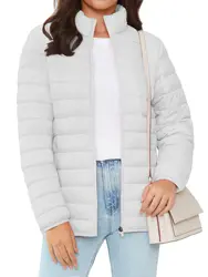 TACVASEN Women's Lightweight Quilted Puffer Jacket - Winter Warmth & Casual Comfort - CN 3XL (US 2XL) (White)