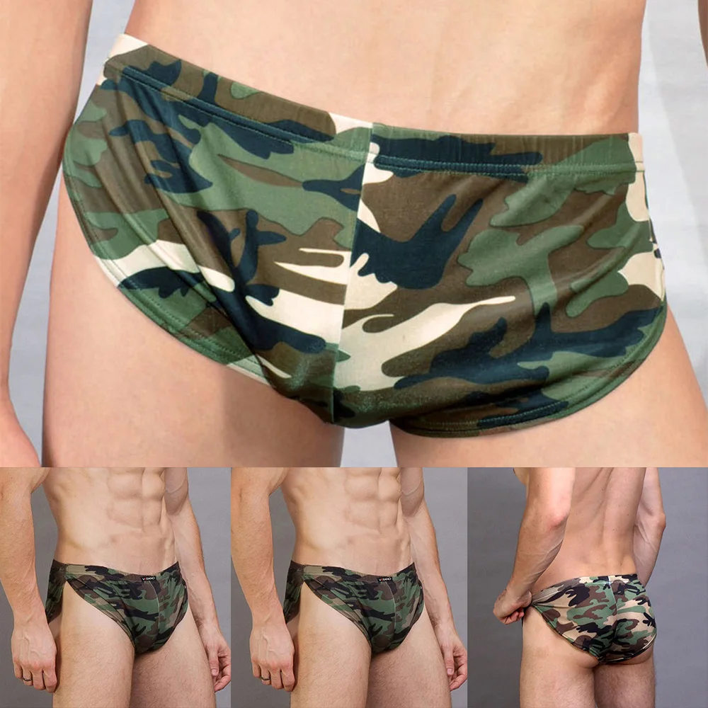 Mens Arrow Shorts Camouflage BoxersMen\'s Ice Silk Thin Boxer Slip Homme Briefs Pouch Underwear Shorts Trunks Underpants