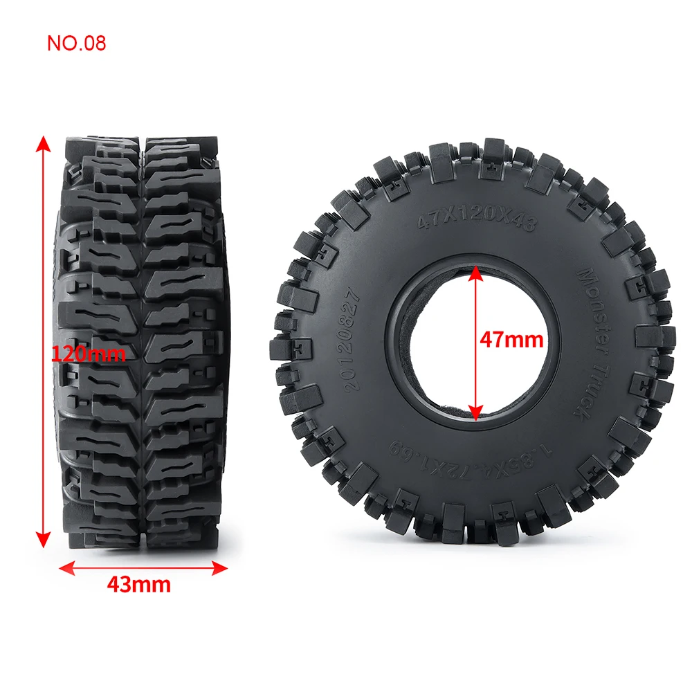 YEAHRUN 1,9 Zoll Gummi Beadlock Radreifen 100/106/108/114/120/122/123 mm Reifen für Axial SCX10 TRX-4 1/10 RC Car Upgrade-Teile – Detail 15