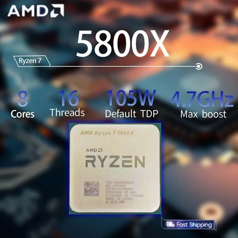 AMD Ryzen 7 5800X 언락 데스크탑 프로세서 8코어 16스레드 3.8GHz 게이밍 CPU (소켓 AM4) - 패키지 없음
