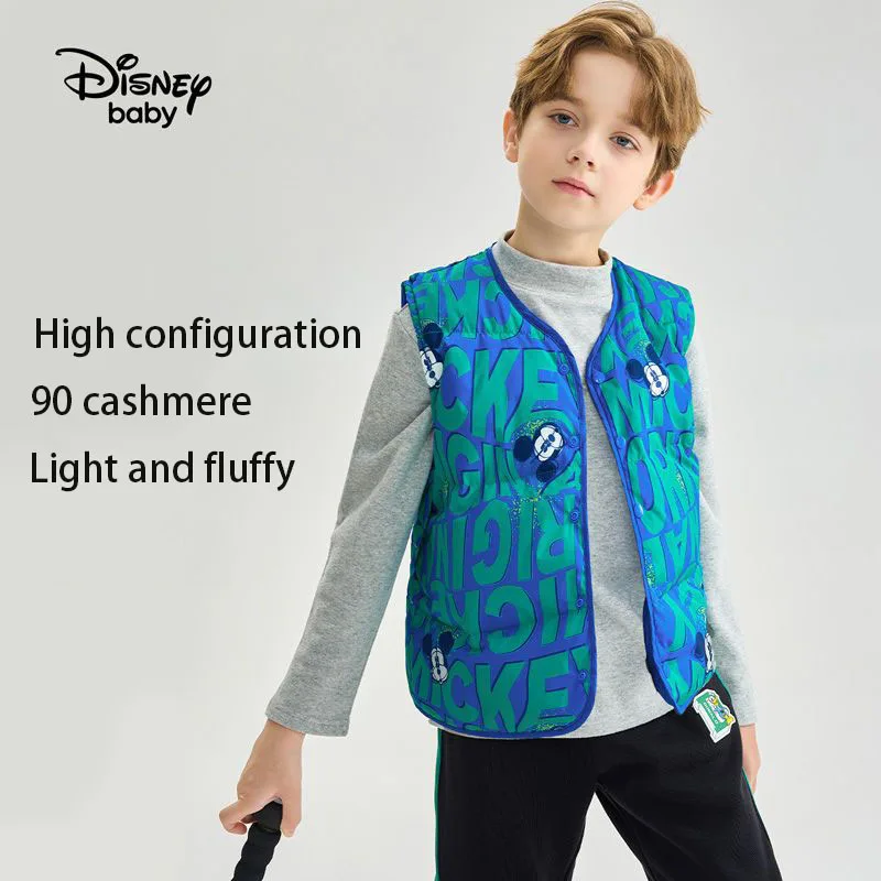 

Disney Lots-o Mickey White Duck Down Vest Cute Cartoon Pink Bear Sport Versatile Lightweight Warm Bottoming Tops Kids Clothing