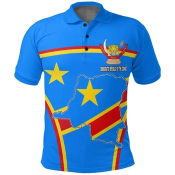 Nuova estate 3D repubblica democratica del Congo stampa bandiera Polo Congo Coat Of Arms Graphic Polo abbigliamento moda