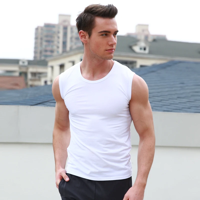 Men's Summer Solid Color Base Joker Sleeveless Vest Cotton Bodybuilding And Self-cultivation Sports Running Bottoming Vest Cotton Vest Sports Sleeveless Vest Cotton Sleeveless T Shirt