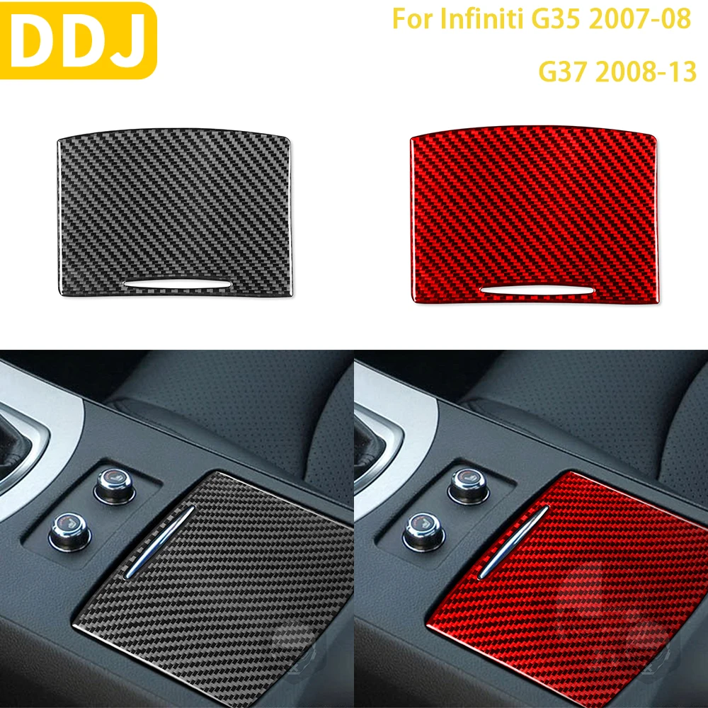 

For Infiniti G35 2007-2008 G37 2008-2013 Accessories Car Carbon Fiber Auto Interior Cup Holder Cover Trim Sticker Set