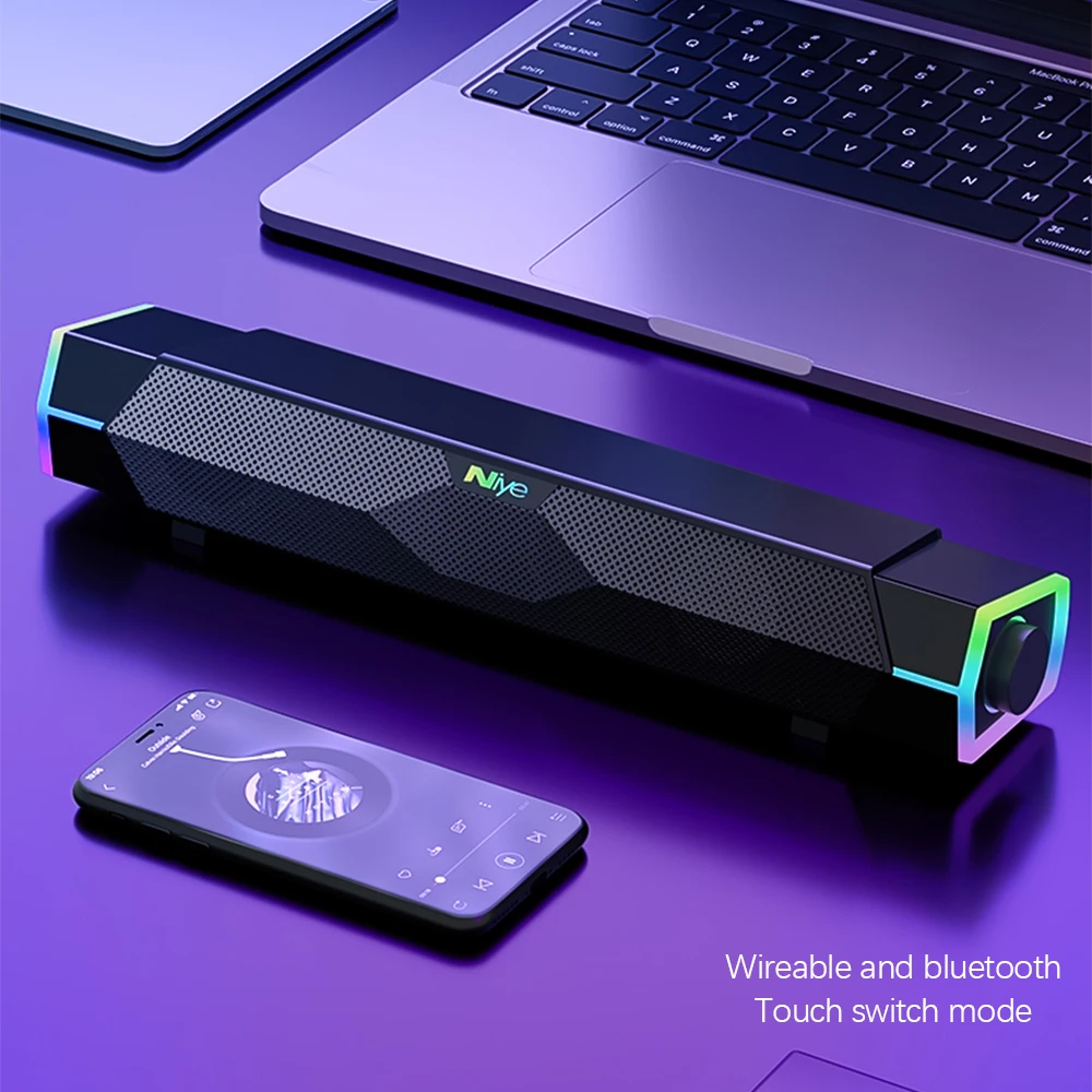 Bluetooth Computer Speakers 4D Computer Speaker Surround Soundbar Bluetooth Speaker5.0 Wired Loudspeaker Stereo Subwoofer for Laptop PC Gamer