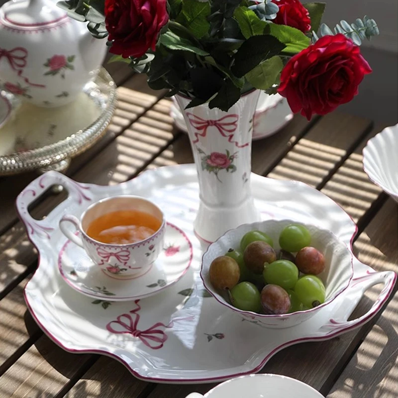 Rose China　食器　12枚セット Montrose 3413 By Rose China Pink /Taupe Rose & Bud, Silver
