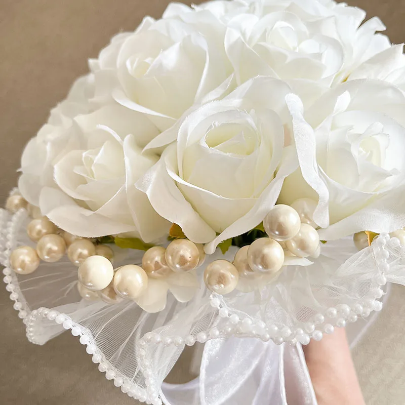 White Wedding Flowers Bride Bouquet Wedding Accessories Centerpieces Bridesmaids Bouquet PE Pearl Artificial Flowers