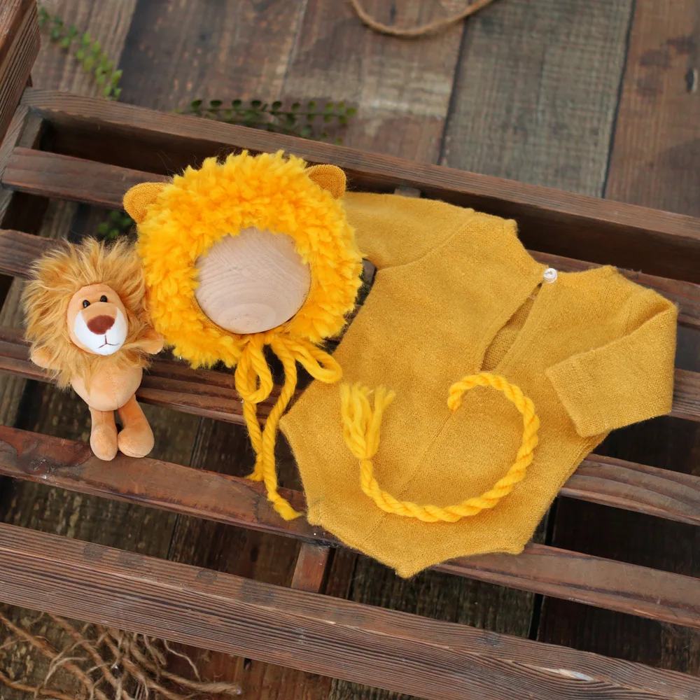 

Newborn Photography Props Lion Doll+Hat+Jumpsuit Infant Baby Photo Shooting Clothing Costumes Photo Props Accessories