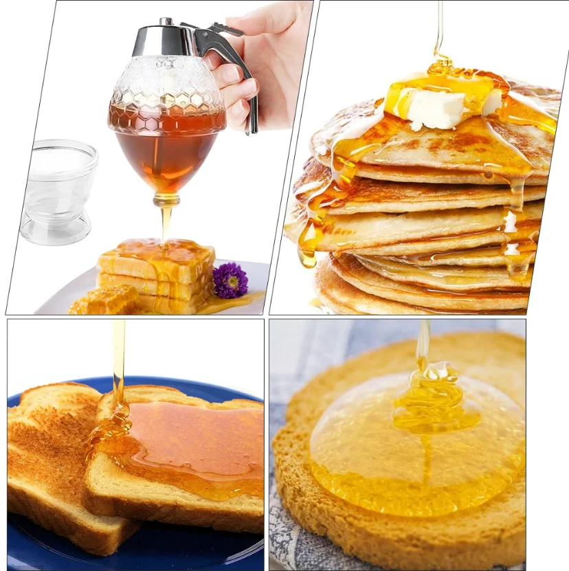 Syrup dispenser jam squeeze bottles condiment bottles Diamond Shaped Glass Honey Dispenser 200ml large capacity multifunctional oil bottle vinegar and sauce dispensers kitchen tool