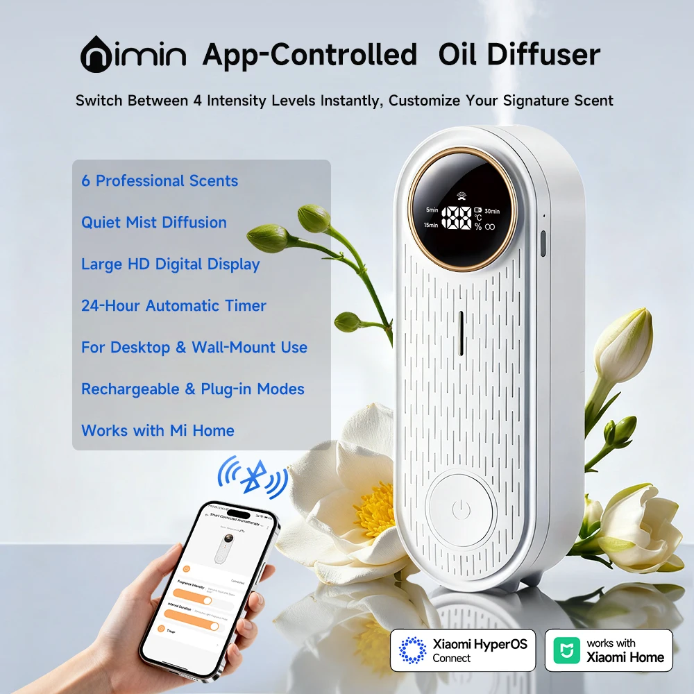 موزع روائح الزيوت العطرية مع التحكم في التطبيق، نا...