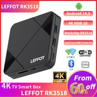 Новый стиль Smart TV Box LEFFOT RK3518 BT5.4 Android 14.0 Wi-Fi6 4K Google Voice Дистанционное управление Помощник Медиаплеер Телеприставка