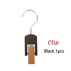 Deluxe Wooden Wig and Hair Extension Storage Hanger (Single clip black)