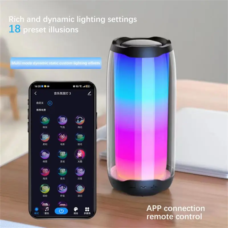 

Мигающий Bluetooth-динамик, беспроводная водонепроницаемая колонка с цветовой подсветкой, Бумбокс для улицы, 3D стерео, бас, TF, FM-радио