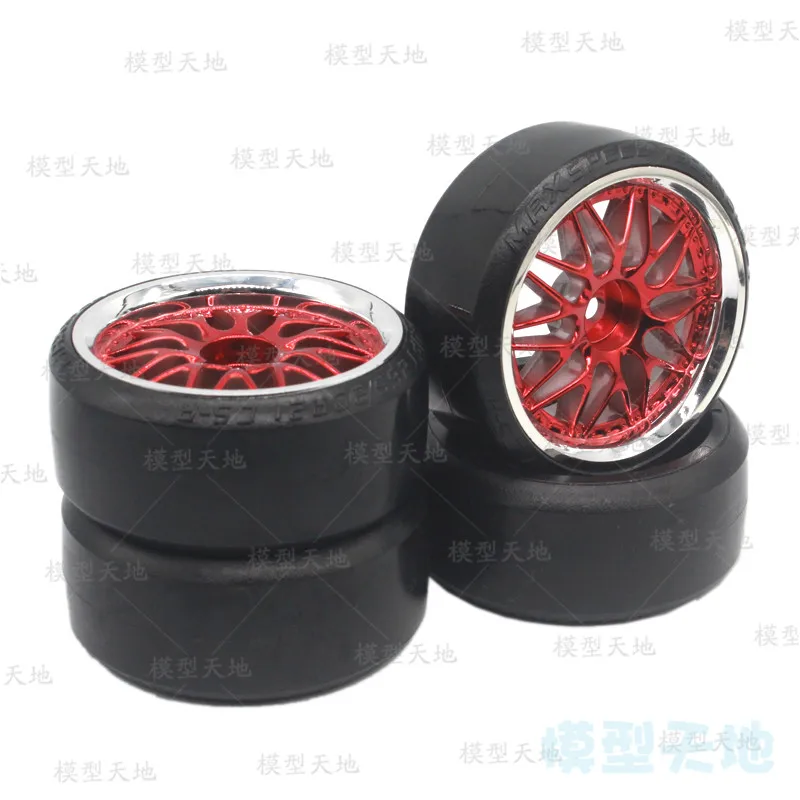4 STKS Rubber Plastic RC Rally Banden en Wielen, 52mm Hub Maat Voor Tamiya TT01/TT02/XV-01/XV02/HPI 1/10 RC Accessoire Deel
