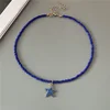 4 Colors Fashion Starfish Choker Necklace for Men Women White Black Blue Colorful Rice Beads Gift for Friend  Short Collar 6