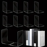 4/6pcs Transparent Acrylic Bookends Stand Bookshelf Desktop Decorative Storage Rack Bookend Book Holder School Stationery 1