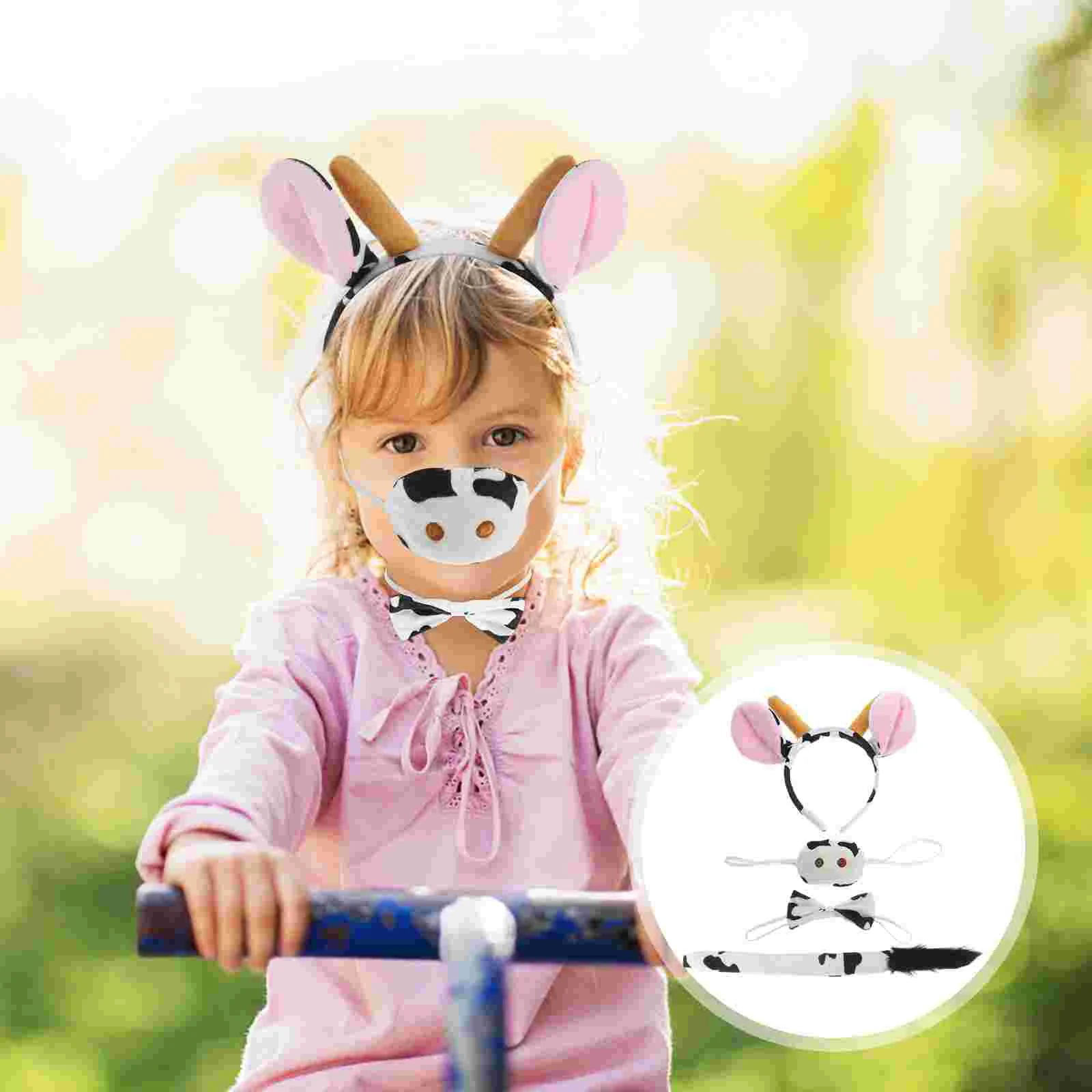 

1 Set Cow Headband Cow Cosplay Bowtie Fake Nose Tail Prop Cosplay Costume Props