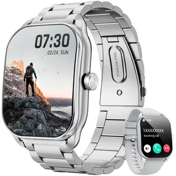 Smart Watch for Men Answer/Make Calls, 2.01" Fitness Watch, Waterproof Fitness Smartwatches Compatible with Android iOS