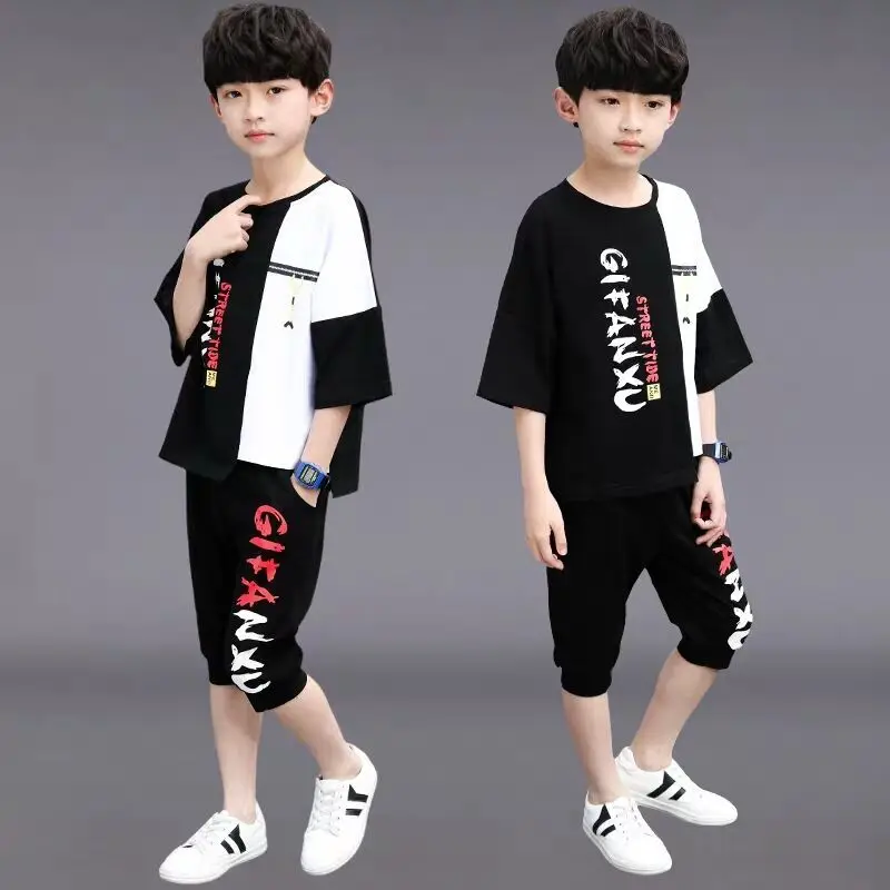 

Boys Clothes Set Short Sleeve T-Shirt +Pants Summer Kids Boy Sports Suit Children Clothing Outfits Teen 5 6 7 8 9 10 11 12 Years