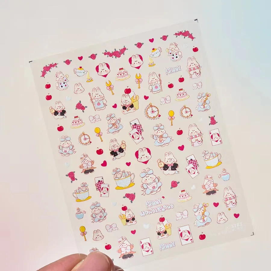 Тонкая наклейка для ногтей tomoni, 1 лист, наклейка для ногтей Fat Nini in Wonderland Pop, наклейка для ногтей с милым облаком и ангелом, модные дизайнерские аксессуары