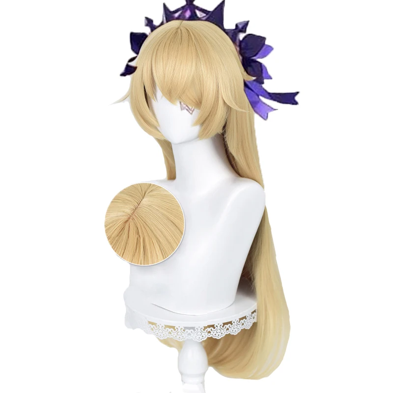 

Fischl Cosplay Wig Genshin Impact Mondstadt Fischl 80cm Long Golden Yellow with Braid Fake Hair Halloween Role Play