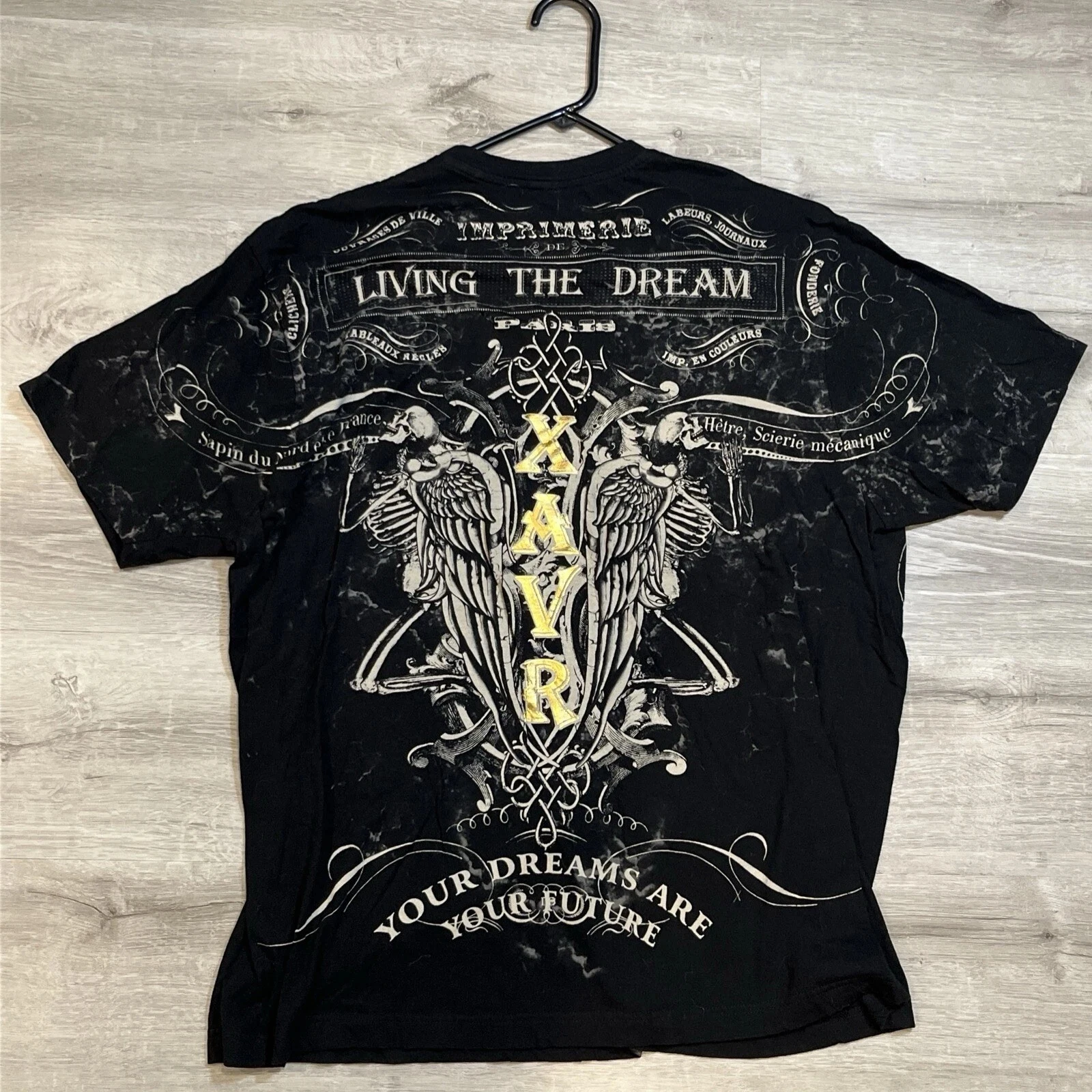 アート・デザイン・音楽 Black Male Xzavier Wings Skulls Rhinestone Grunge Cyber Y2K Style T