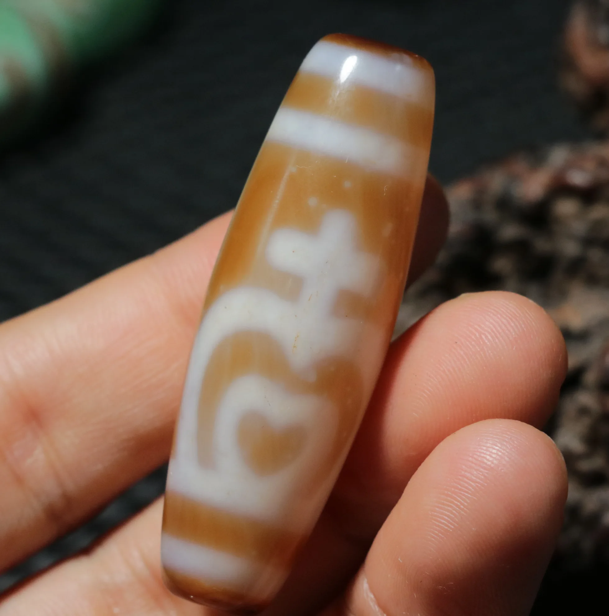 LKbrother Talisman Treasure Tibetan Old Agate Tang Color  Treasure Bottle Aquarius Smoothly dZi Bead For Pendant Amulet