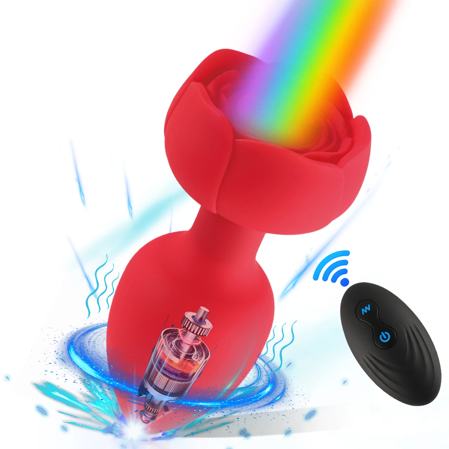 Rose Kauko-ohjattava Anustappivibraattori Seksilelut Miehille Naisille Homo G-piste Anaalivibraattorit LED-vilkkuva valo Eturauhaselle_voghion.com