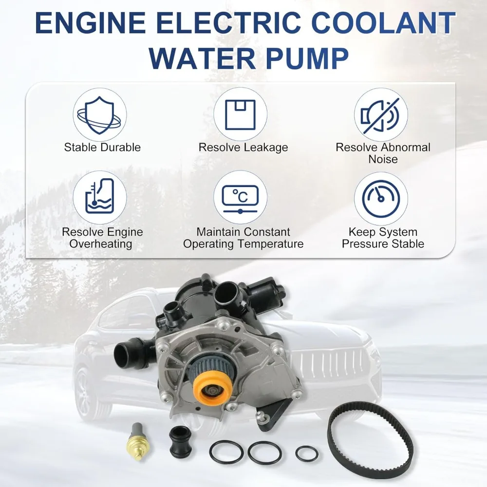 Electric Water Pump with Thermostat Housing for Audi A3 A4 A5 A6 Q3 Q5 Q7 VW Golf Passat Beetle 1.8L 2.0L Engine Cooling System