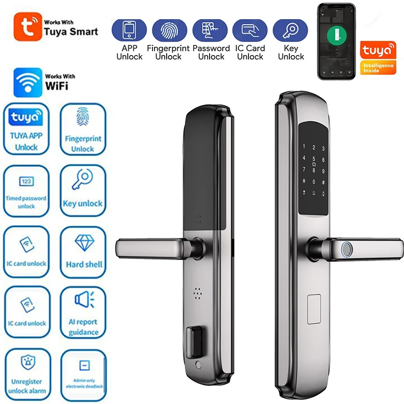 

TUYA WIFI Camera Anti-Theft Door Lock Garden Gate Electronic Lock Fingerprint Digit Smart Lock Security APP Mechanical Keys