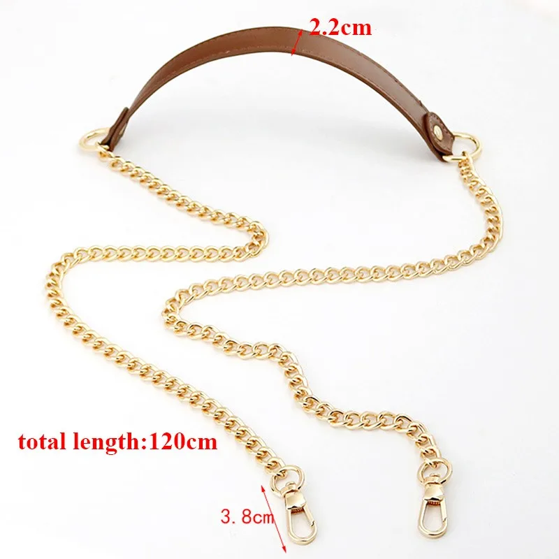 100/120cm Bag Metal Chain Leather Bag Strap Accessories For Handbags Black  Leather Chain Shoulder Straps Bag Strap For Crossbody - AliExpress