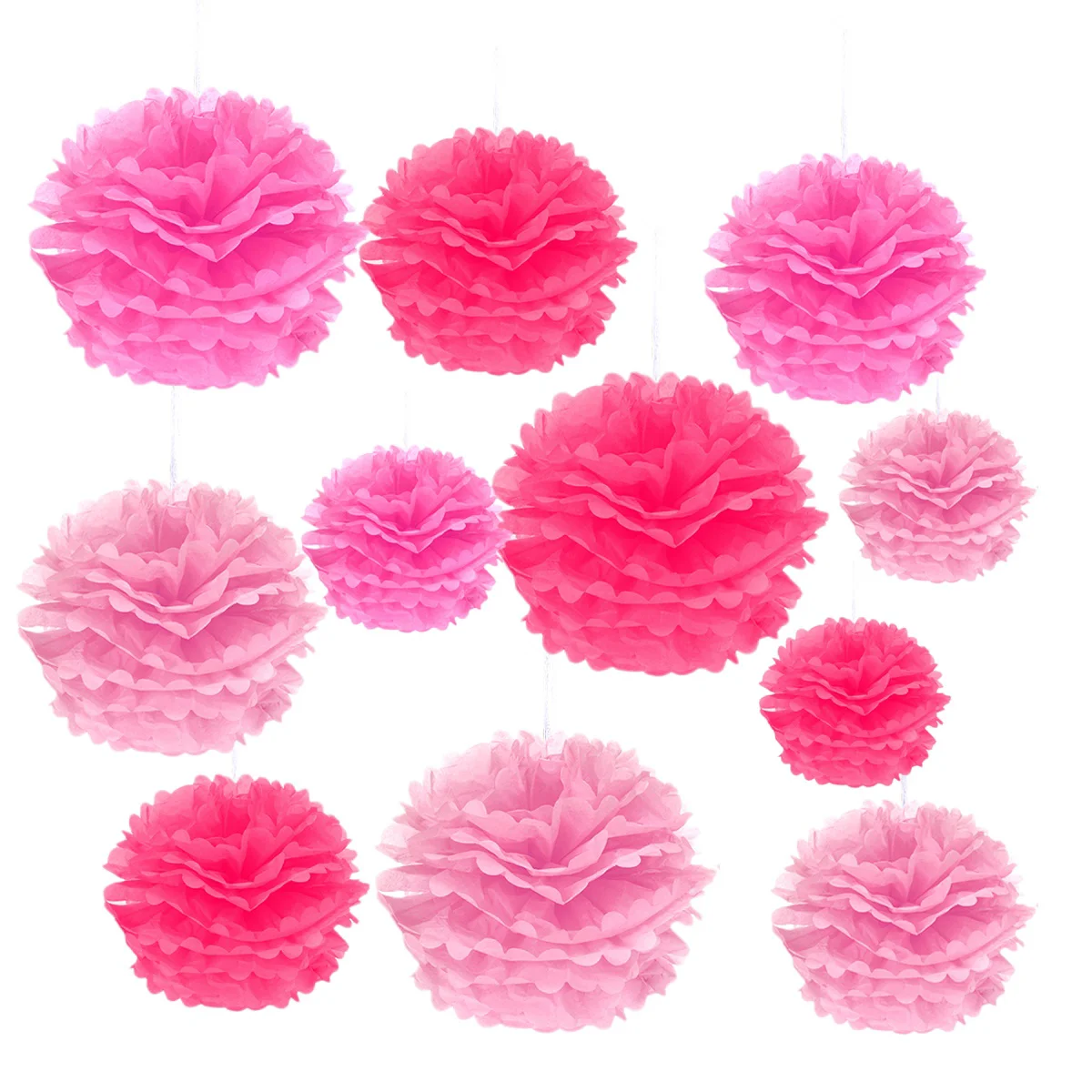 

12PCS Wedding Decor Tissue Hanging Paper Pom-poms Flower Ball Wedding Party Outdoor Decoration Premium Tissue Paper Pom Pom