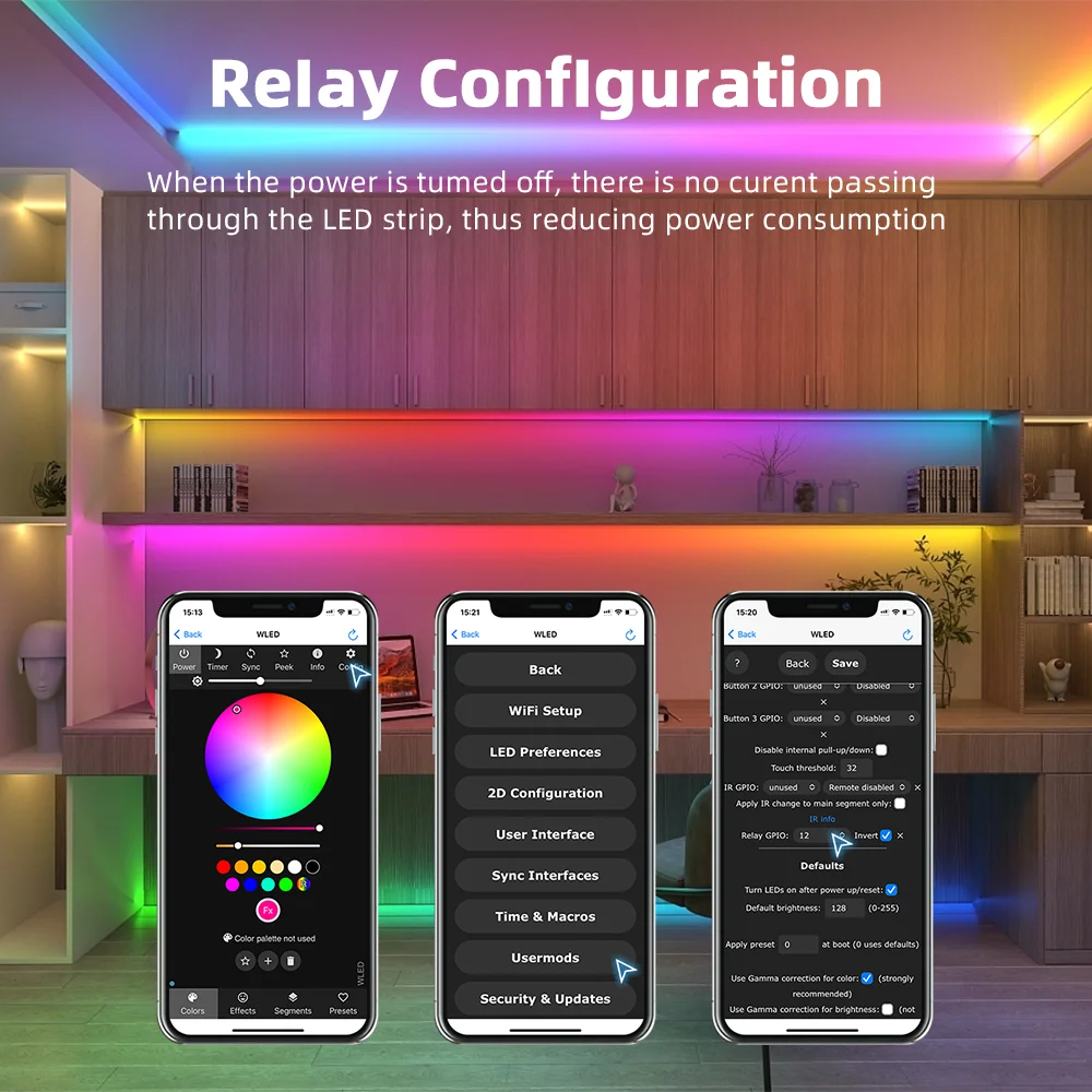 DOMRAEM ESP32 WLED USB-C Adressierbarer LED-Controller mit Musik-Mikrofon/UART-Unterstützung für WS2814/12B RGB IC-Streifen etc. 16A Sicherung HA Alexa – Detail 18