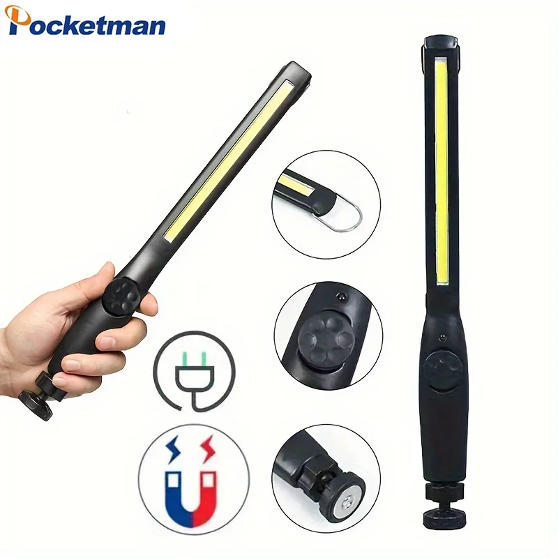 

Portable COB LED Work Light USB Rechargeable Flashlight Inspection Lights with Magnetic Base Emergency Torch