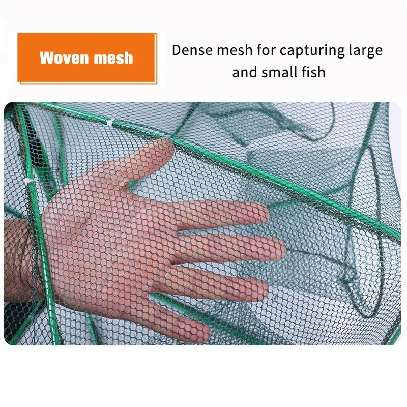Fishing Net Mesh Folded Hexagon 6 Holes Fish Shrimp Trap Network Automatic Trap Crayfish Scavenger Fish Catcher Baits Cast Mesh