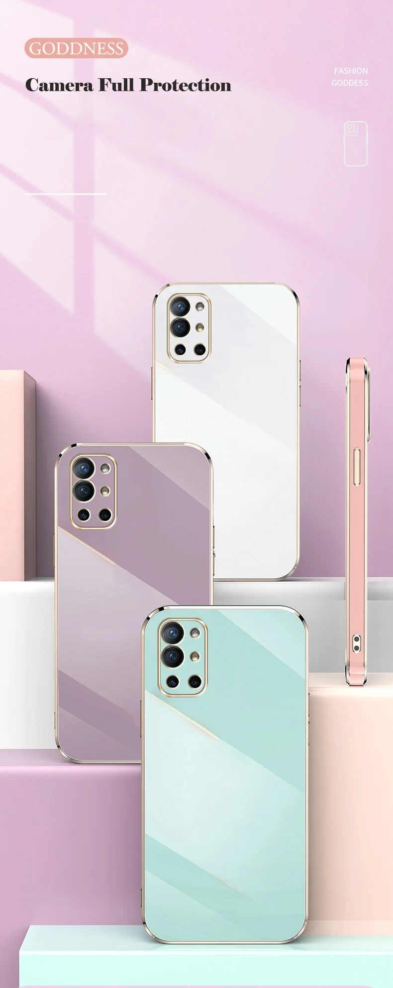 Luxury Square Edge Glossy Plated Phone Case For Oneplus Series_voghion.com