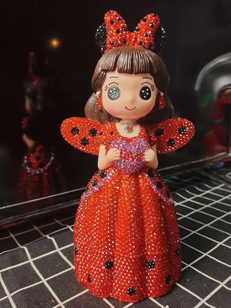 Strass Prinzessin Puppe Ornament Münzfach Mosaik Bling Schönheit Mädchen Statue Hause Dekorative Kinder Geburtstag Weihnachten Geschenk – Detail 10