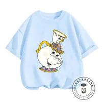 Summer's Disney Cuties Vibrant Beauty and the Beast Prints Enliven Cute, Simple, Hip-Hop Inspired T-shirts for Boys and Girls 1
