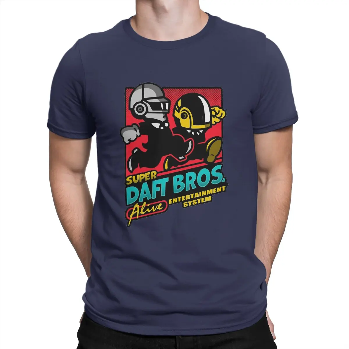 thumbnail image 1 of Camisetas Super Bros. de algodón para hombre, novedosas, con cuello redondo, de banda de producción electrónica, 1 of 7