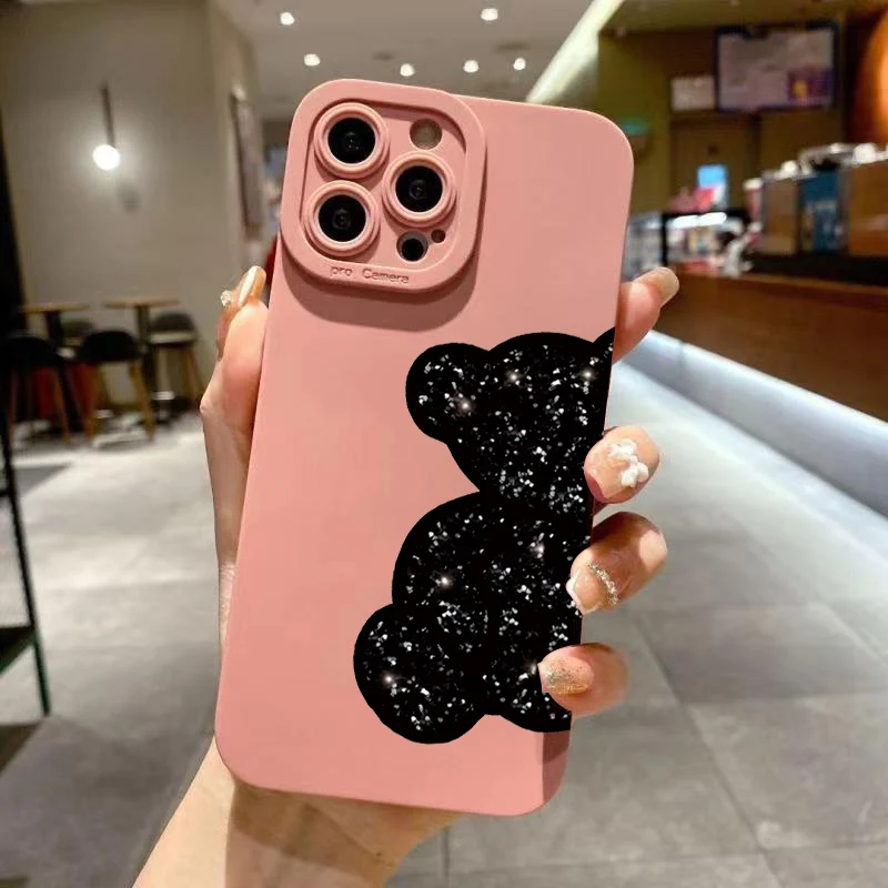 Floral Bear Design Shockproof Silicone Phone Case