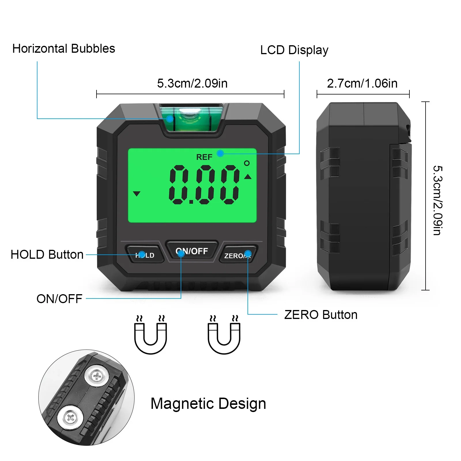 Precision Digital Inclinometer Mini 360 Degree Magnetic Spirit Level Angle Finder Gauge Level Protractor Meter Tilt Measure Tool