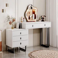 Makeup and Dressing Table with Mirror and Lamp, Small Dressing Table with 5 Drawers, and Adjustable Modern Dressing Table 1