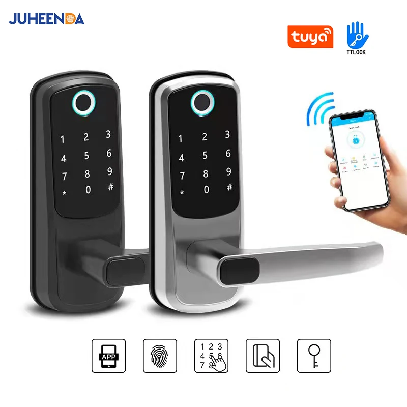 

Tuya Wifi Smart Lock Biometric Fingerprint Digital Keypad RFID Card Keyless Single Deadbolt TTlock App Electronic Door Locks