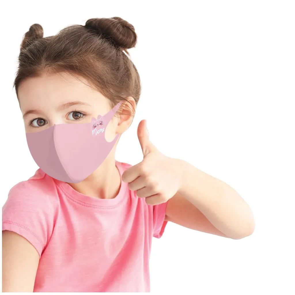 Child Kids Reusable Cartoon Print Breathable Protection Stretch Mask 3 Pack