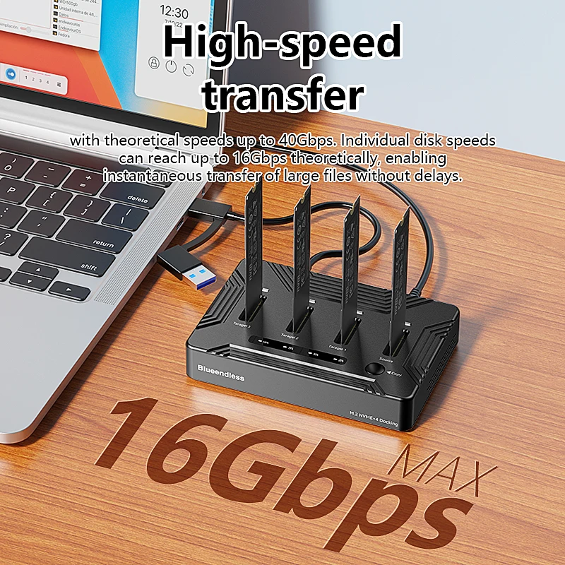 4 bay M.2 NVME SSD Docking Station USB4 40Gbps with offline clone M2 Nvme PCIE SSD enclosure external hard drive external hard drive case ssd enclosure hard drive enclosure hard disk case external hard drive box hdd case enclosure