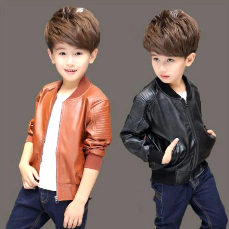 

Autumn and winter Warm jackets leather coat boys 2-12 years old babies fashionable handsome Korean version children's clothing