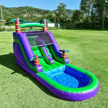 Inflatable water slide, Commercial Bounce House with Water Slide PVC and a 1100W Air blower 21ft/6.4M 1