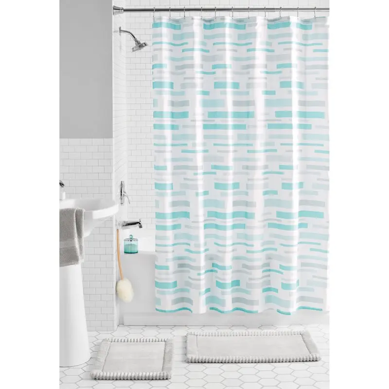 

Lines Microfiber Shower Curtain Bath Set, /Multi, 15 Pieces